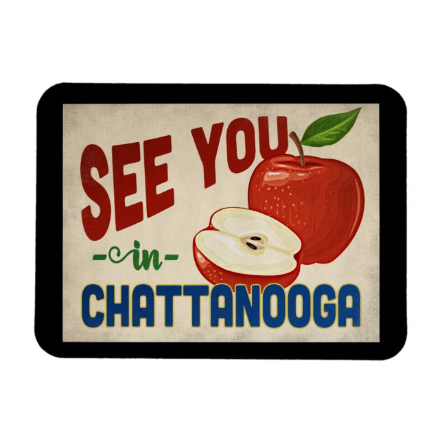 Chattanooga Tennessee Apple - Vintage Travel Magnet (Horizontal)