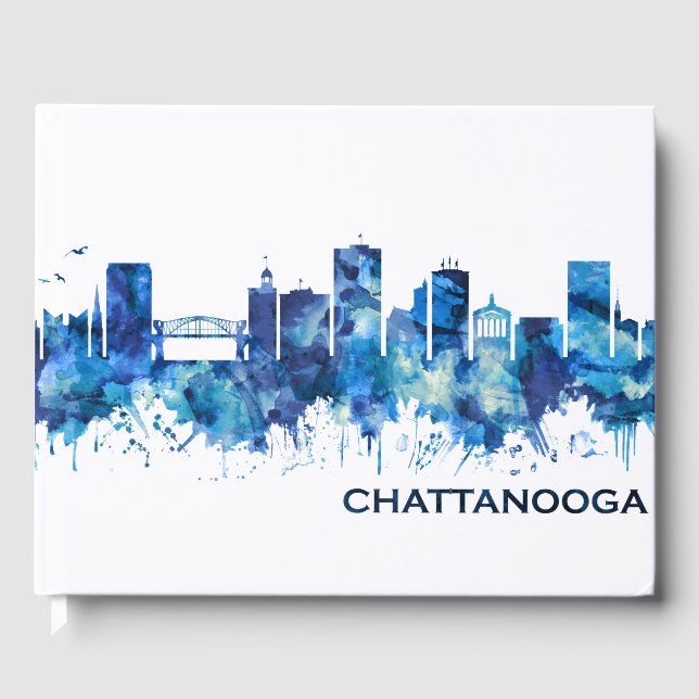 Chattanooga Tennessee Skyline Blue Gästebuch (Vorderseite)