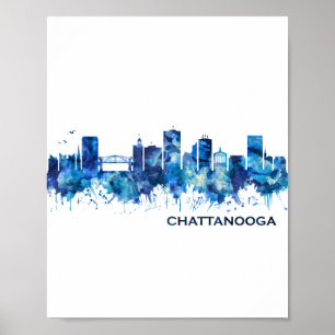 Chattanooga Tennessee Skyline Blue Poster