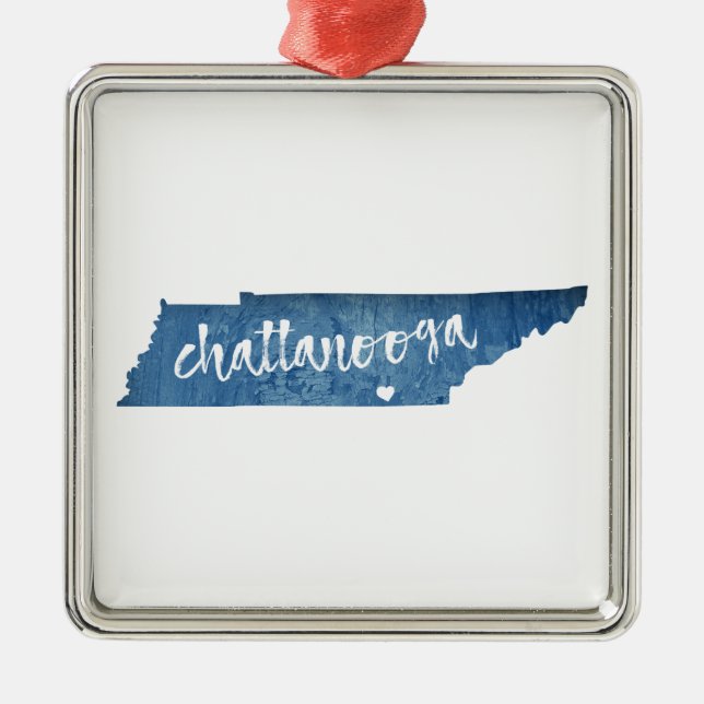 Chattanooga Tennessee Wood Grain Ornament Aus Metall (Vorne)