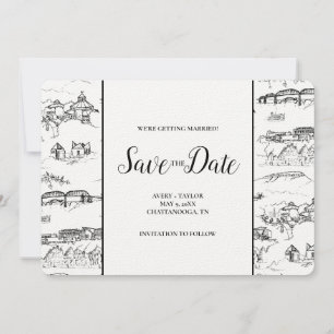 Chattanooga Toile Black and White Save the Date