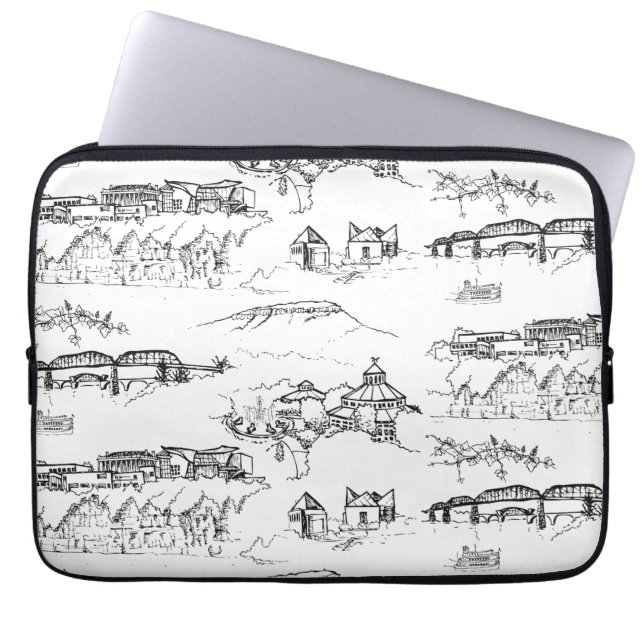 Chattanooga Toile Black und White Laptopschutzhülle (Vorderseite)