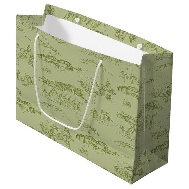 Chattanooga Toile Green Große Geschenktüte (Vorderseite Schrägansicht)