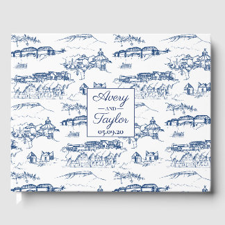 Chattanooga Toile Navy und White Wedding Gästebuch