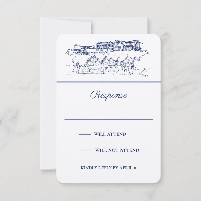 Chattanooga Toile Navy Vertical Response Card Mitteilungskarte (Vorderseite)