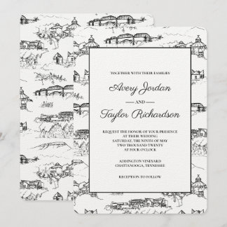 Chattanooga Toile Schwarz und Weiß Einladung
