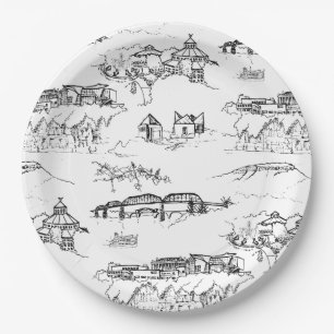 Chattanooga Toile Schwarzweiss Pappteller