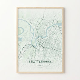 Chattanooga-Waldkarte Druck Poster Wandkunst Gesch
