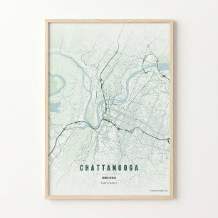 Chattanooga-Waldkarte Druck Poster Wandkunst Gesch