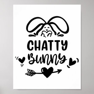 Chatty Bunny Lustiges passendes Osterhase Ei T-Shi Poster
