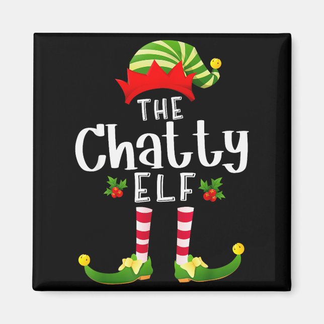 Chatty Christmas Elf Matching Pajama X-mas Party  Magnet (Vorne)