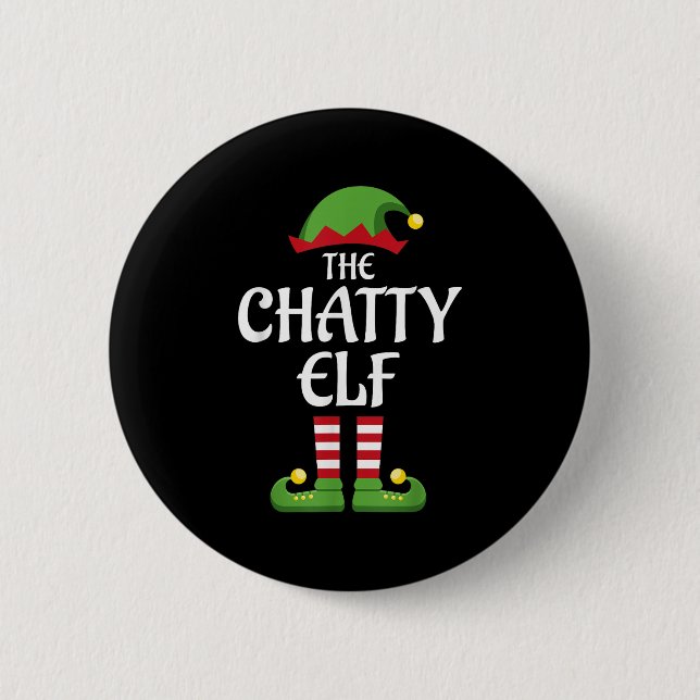 Chatty Elf Familie Matching Group Weihnachten Button (Vorderseite)