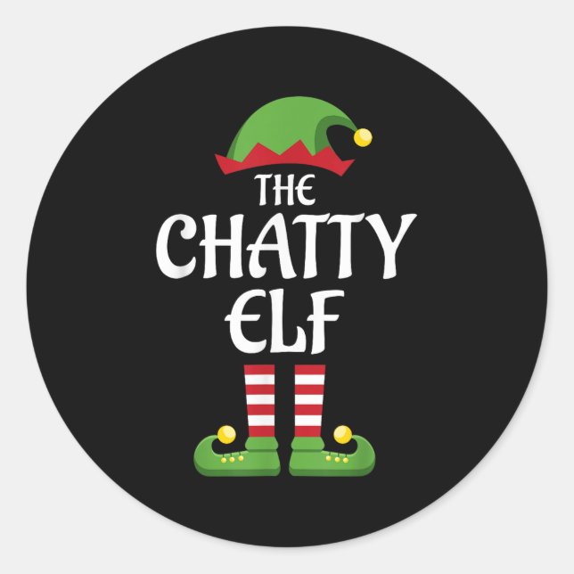 Chatty Elf Familie Matching Group Weihnachten Runder Aufkleber (Vorderseite)