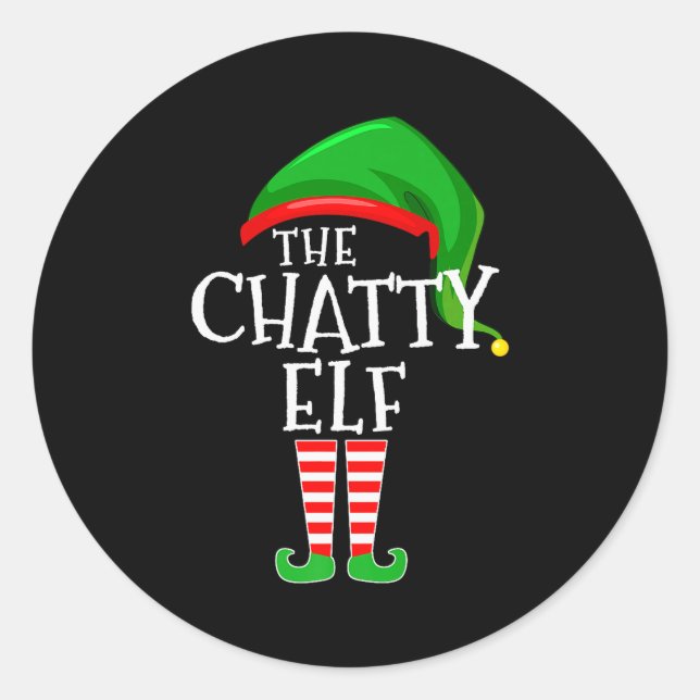 Chatty Elf Family Matching Group Christmas Premium Runder Aufkleber (Vorderseite)