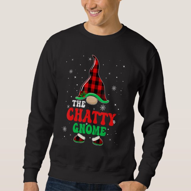 Chatty Gnome Buffalo Plaid Matching Family Christm Sweatshirt (Vorderseite)