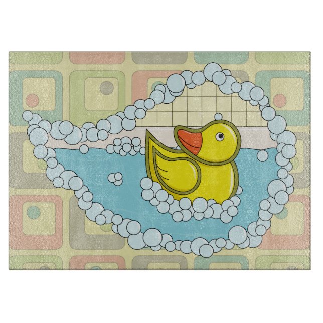Chaucer der Gummi Duck Glass Cutting Board Schneidebrett (Vorderseite)