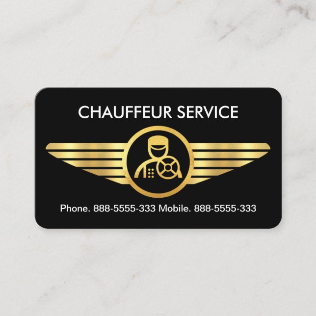 Chauffeur auf Gold Wings Visitenkarte (Vorderseite)