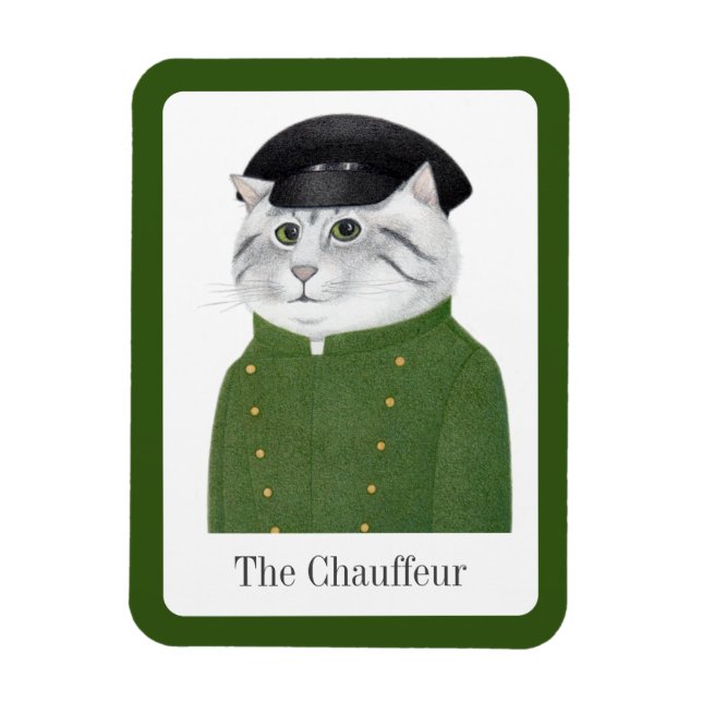 CHAUFFEUR CAT 3x4 Flexible Magnet + Text (Vertikal)