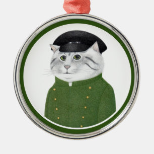 CHAUFFEUR CAT Premium Round Ornament Aus Metall