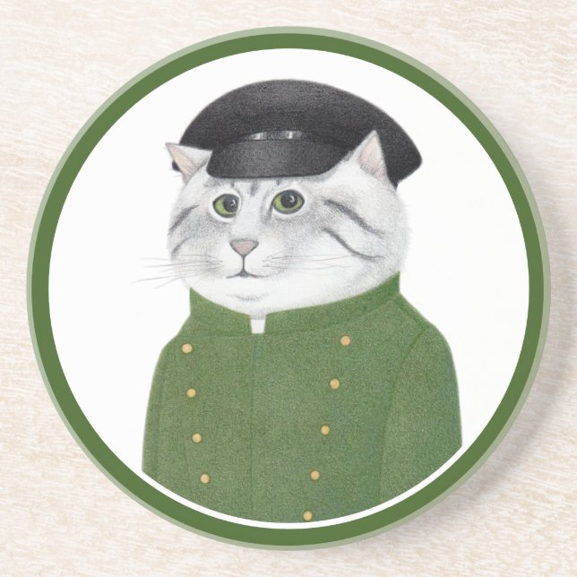 CHAUFFEUR CAT Round Sandstone Untersetzer (Vorne)