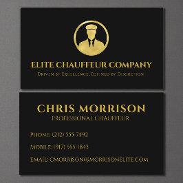 Chauffeur in Schwarz-Gold Visitenkarte