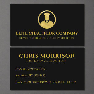 Chauffeur in Schwarz-Gold Visitenkarte