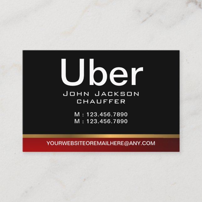 Chauffeur Taxi Driver Professional Black QR code Visitenkarte (Vorderseite)