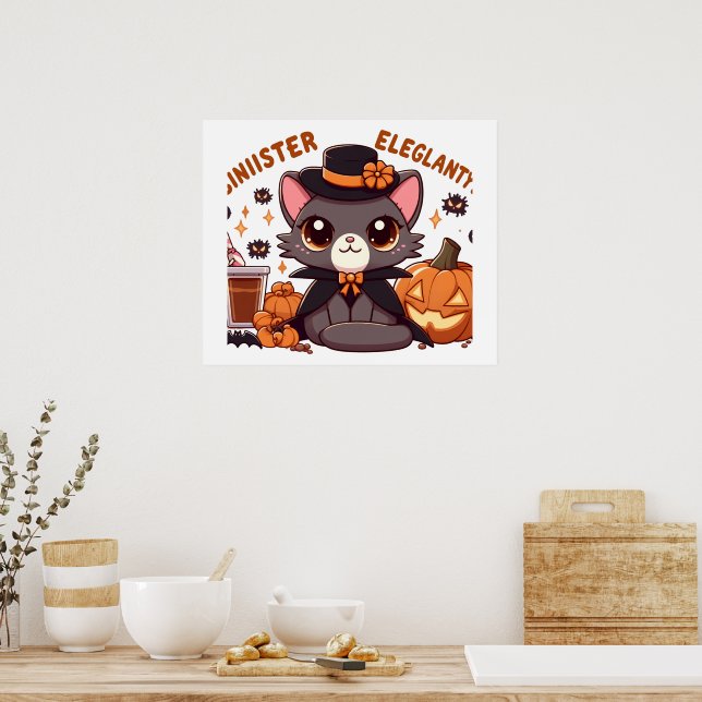 Chausie cat A Playful Blend Kawaii & Halloween Poster (Küche)