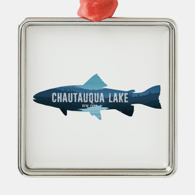 Chautauqua Lake New York Fisch Ornament Aus Metall (Vorne)