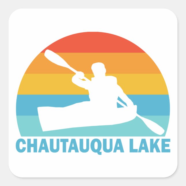 Chautauqua Lake New York Kayak Quadratischer Aufkleber (Vorderseite)