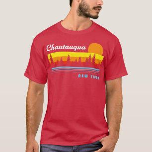 Chautauqua Lake New York NY Retro Sunset Fischen T-Shirt