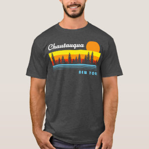 Chautauqua Lake New York NY Retro Sunset Fischen T-Shirt