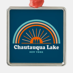 Chautauqua Lake New York Rainbow Ornament Aus Metall