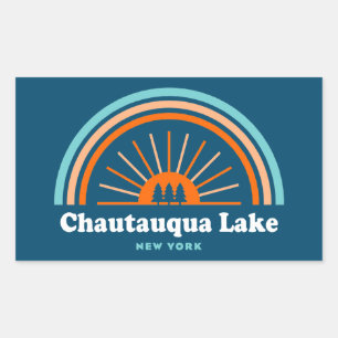 Chautauqua Lake New York Rainbow Rechteckiger Aufkleber