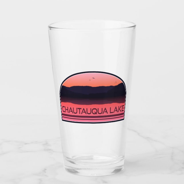 Chautauqua Lake New York Red Sunrise Glas (Vorderseite)
