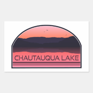 Chautauqua Lake New York Red Sunrise Rechteckiger Aufkleber
