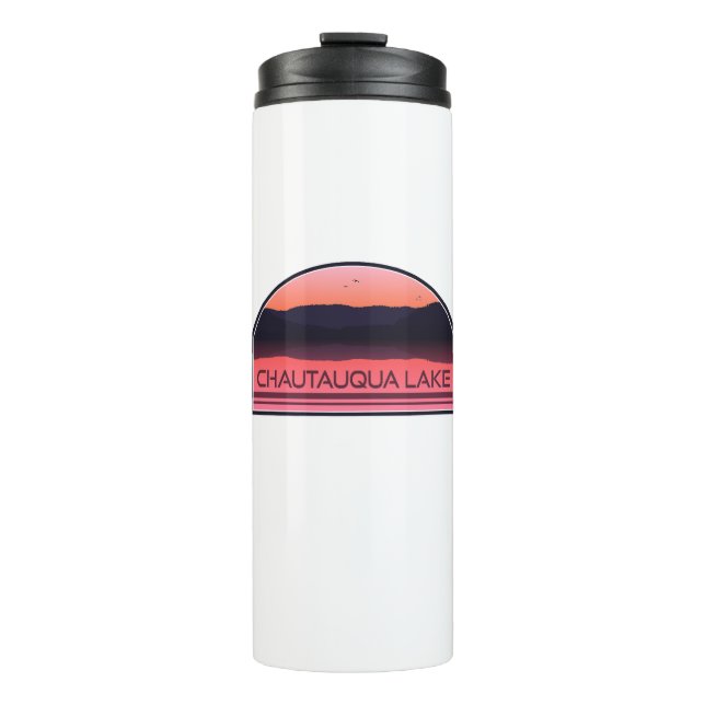 Chautauqua Lake New York Red Sunrise Thermosbecher (Vorderseite)
