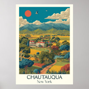 Chautauqua New York Vintager Lago Maggiore Poster