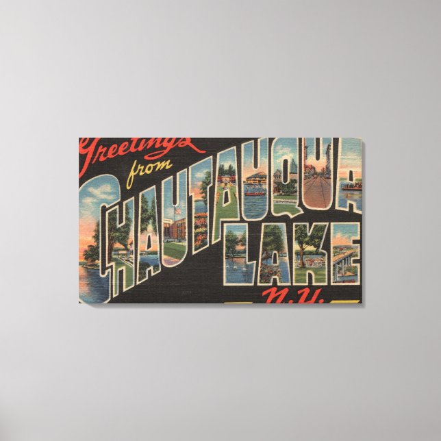 Chautauqua-See - Große Briefmarkenszenen Leinwanddruck (Vorderseite)
