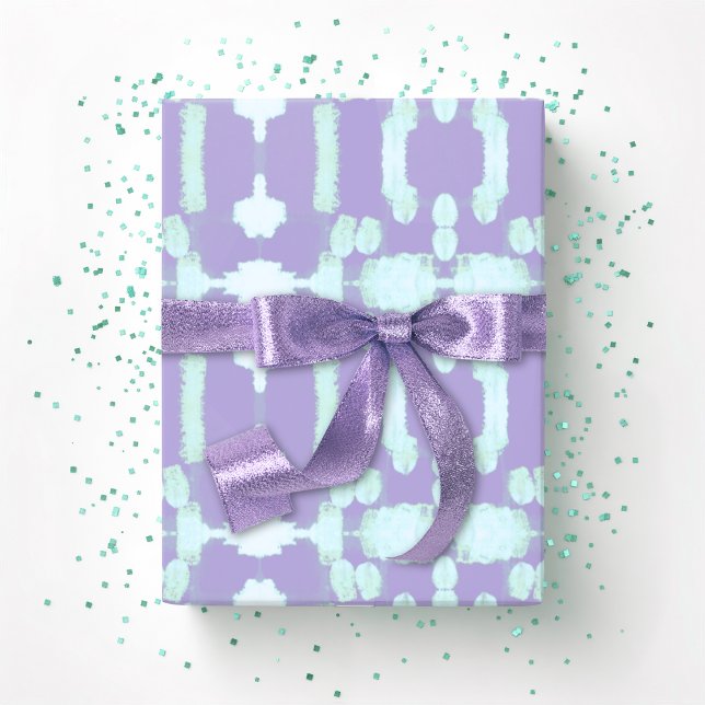 Chavanel Brushstroke Ikat in Purple and Teal Geschenkpapier (Von Creator hochgeladen)