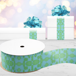 Chavanel Bürstenschlag-Ikat in Grün und Aquamarin Ripsband