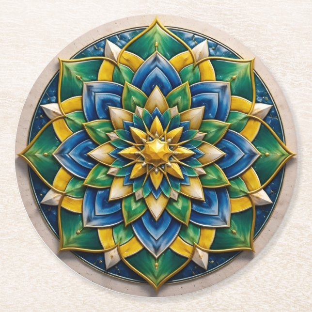 Chaveiro Mandala Luxo - 01 Runder Pappuntersetzer (Vorderseite)