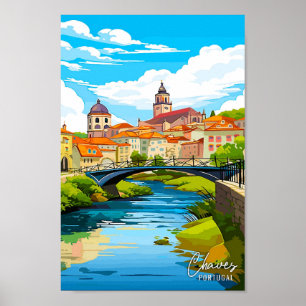Chaves Portugal Art Vintage Reise Illustration Poster