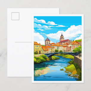 Chaves Portugal Art Vintage Reise Illustration Postkarte