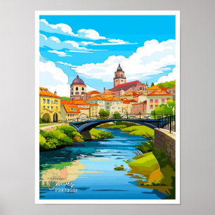 Chaves Portugal Vintage Travel Illustration Poster