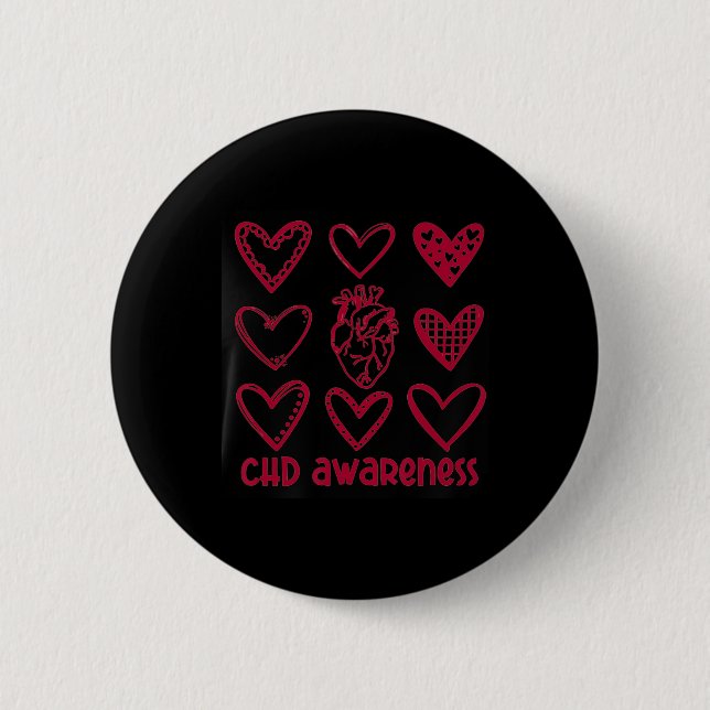 Chd Awareness Heart Anatomische Herzerkrankung Mon Button (Vorderseite)
