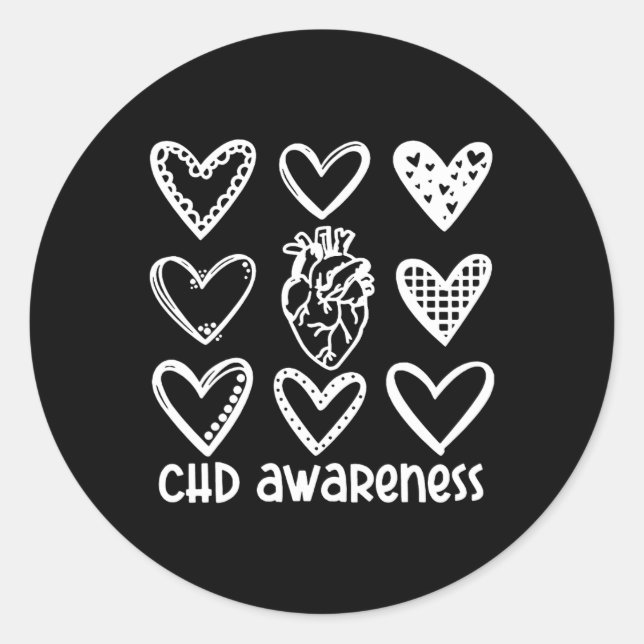 Chd Awareness Warrior-heart Disease Month Awarenes Runder Aufkleber (Vorderseite)