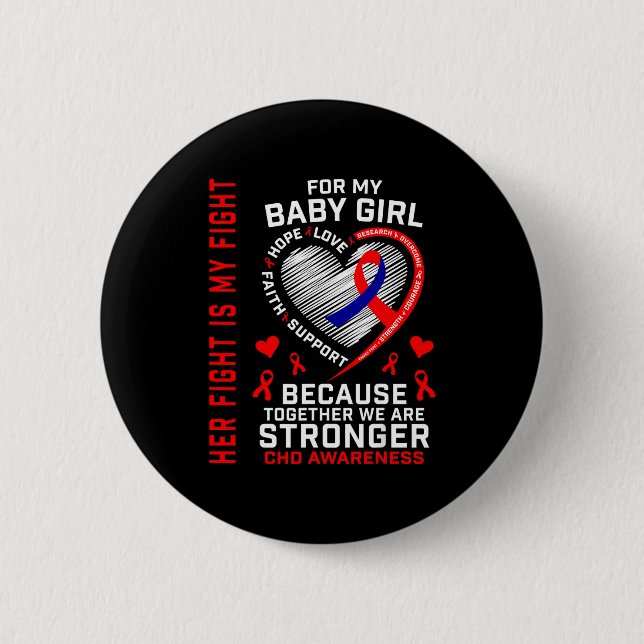 CHD-Bewusstseins-Baby-Mädchen-Tochter-Herzkrankhei Button (Vorderseite)