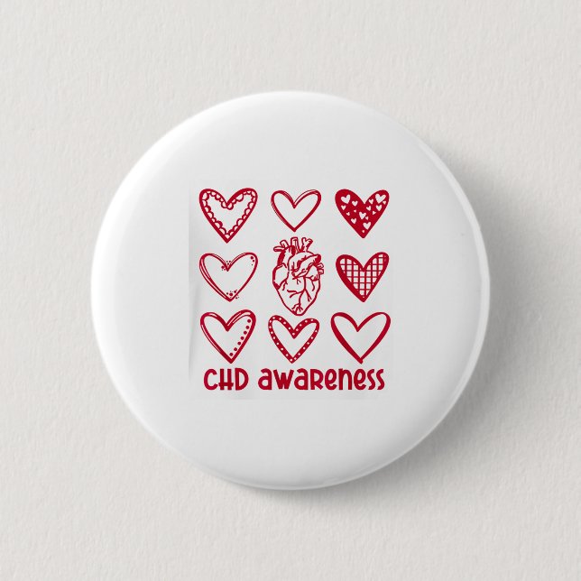 CHD-Bewusstseins-Monat für angeborene Herzfehler Button (Vorderseite)