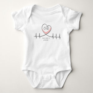 CHD EKG Heart Warrior Baby Jersey Bodysuit Strampler